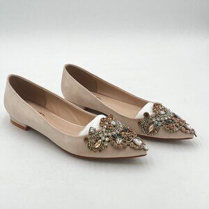 XYD Beige Embellished Flats